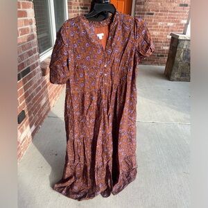 Ladies J Jill brown maxi dress size large like new